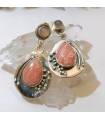 Boucles d'oreilles vintage en argent rhodochrosite et quartz rose