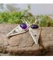 Boucles d'oreilles en argent "Indian style" pierre naturelle améthyste
