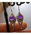 Boucles d'oreilles en argent "Indian style" pierre naturelle améthyste