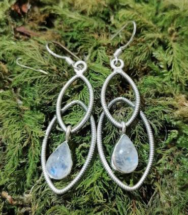 Boucles d'oreilles argent bijoux ethniques pierre de lune