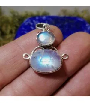 Pendentifs en argent et pierres de lune arc en ciel