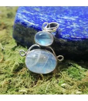 Pendentifs en argent et pierres de lune arc en ciel