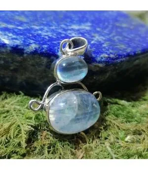 Pendentifs en argent et pierres de lune arc en ciel