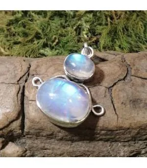 Pendentifs en argent et pierres de lune arc en ciel