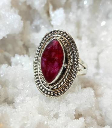 Bague argent bijoux ethnique pierre naturelle rubis indien