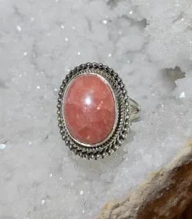 Bague argent bijoux indiens moderne pierre naturelle rhodochrosite