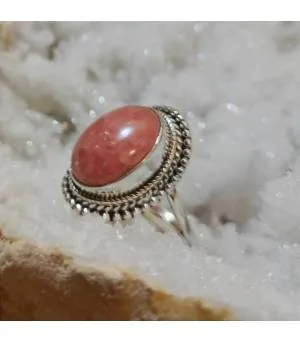Bague argent bijoux indiens moderne pierre naturelle rhodochrosite