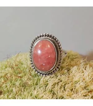 Bague argent bijoux indiens moderne pierre naturelle rhodochrosite
