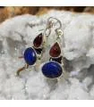 Boucles d'oreilles argent pierres naturelles lapis lazuli et grenat