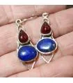 Boucles d'oreilles argent pierres naturelles lapis lazuli et grenat