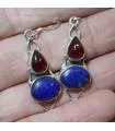 Boucles d'oreilles argent pierres naturelles lapis lazuli et grenat