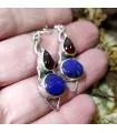 Boucles d'oreilles argent pierres naturelles lapis lazuli et grenat