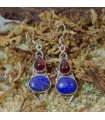 Boucles d'oreilles argent pierres naturelles lapis lazuli et grenat