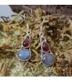 Boucles d'oreilles argent et pierres naturelle labradorite et grenat.
