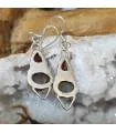 Boucles d'oreilles argent et pierres naturelle labradorite et grenat.