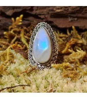 Bague ethnique argent pierre de lune Shantilight