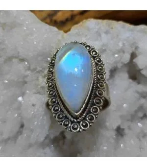 Bague ethnique argent pierre de lune Shantilight
