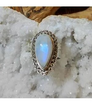 Bague ethnique argent pierre de lune Shantilight