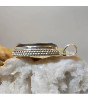 Pendentif argent pierre naturelle de quartz fumé