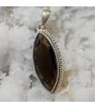 Pendentif argent pierre naturelle de quartz fumé