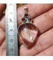 pendentif ethnique grenat et quartz tourmaline