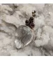 pendentif ethnique grenat et quartz tourmaline