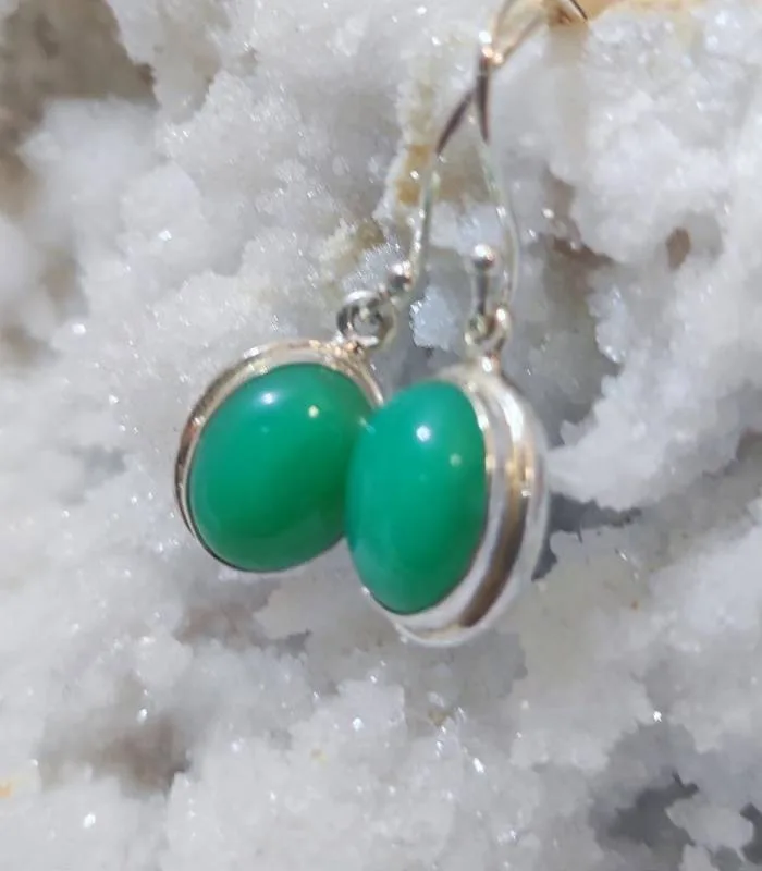 Boucles d'oreilles argent pierres naturelles chrysoprase