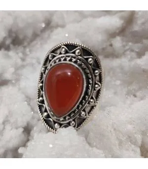 Bague ethnique tribal argent pierre naturelle de cornaline