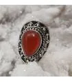 Bague ethnique tribal argent pierre naturelle de cornaline