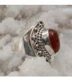 Bague ethnique tribal argent pierre naturelle de cornaline