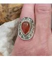 Bague ethnique tribal argent pierre naturelle de cornaline