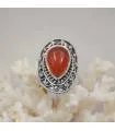 Bague ethnique tribal argent pierre naturelle de cornaline