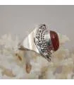 Bague ethnique tribal argent pierre naturelle de cornaline