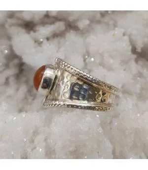 Bague argent martelé pierre naturelle de cornaline Shantilight