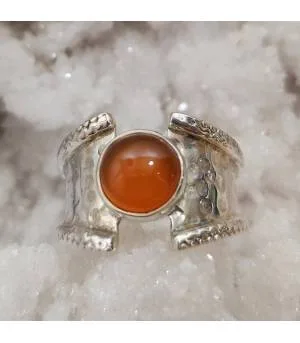 Bague argent martelé pierre naturelle de cornaline Shantilight