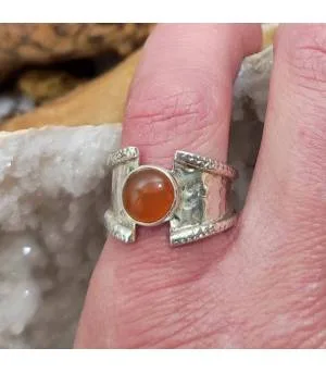 Bague argent martelé pierre naturelle de cornaline Shantilight