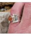 Bague argent martelé pierre naturelle de cornaline Shantilight