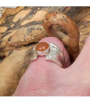 Bague argent martelé pierre naturelle de cornaline Shantilight