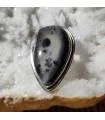 Bague moderne argent pierre naturelle agate dendritique