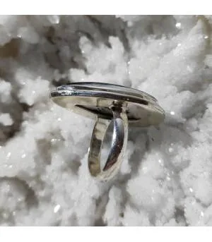 Bague moderne argent pierre naturelle agate dendritique