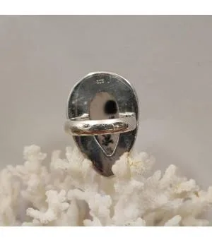 Bague moderne argent pierre naturelle agate dendritique