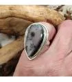 Bague moderne argent pierre naturelle agate dendritique
