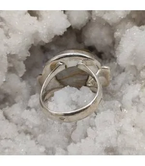 Bague ethnique argent pierre naturelle quartz rutilé doré