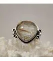 Bague ethnique argent pierre naturelle quartz rutilé doré