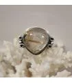 Bague ethnique argent pierre naturelle quartz rutilé doré