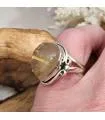 Bague ethnique argent pierre naturelle quartz rutilé doré