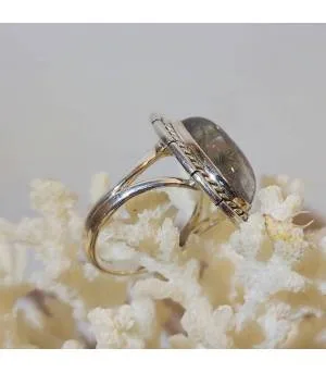 Bague argent vintage pierre naturelle quartz tourmaline