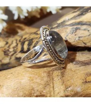 Bague argent vintage pierre naturelle quartz tourmaline