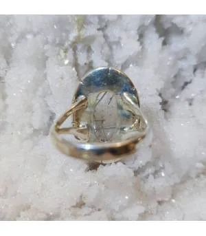 Bague argent vintage pierre naturelle quartz tourmaline