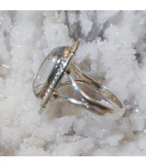 Bague argent vintage pierre naturelle quartz tourmaline